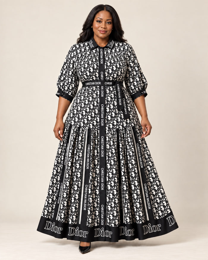 Robe Dior – Longue noire et blanche