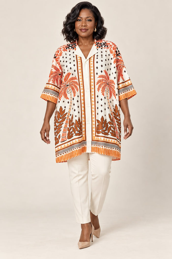 Amiri — Chemise blanche, saumon et marron